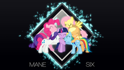 Size: 1920x1080 | Tagged: safe, artist:divideddemensions, artist:silentmatten, derpibooru import, applejack, fluttershy, pinkie pie, rainbow dash, rarity, twilight sparkle, earth pony, pegasus, pony, unicorn, group hug, mane six, vector, wallpaper