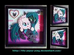 Size: 1280x958 | Tagged: safe, artist:the-paper-pony, queen chrysalis, oc, oc:fluffle puff, changeling, changeling queen, canon x oc, chrysipuff, defictionalization, female, irl, lesbian, photo, real, shadowbox, shipping