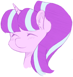 Size: 1238x1300 | Tagged: safe, artist:aisureimi, starlight glimmer, pony, unicorn, blushing, bust, cute, eyes closed, female, glimmerbetes, mare, portrait, smiling, solo