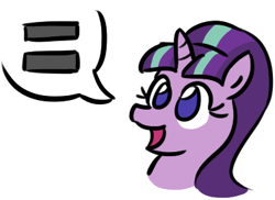 Size: 377x274 | Tagged: safe, artist:jargon scott, starlight glimmer, pony, unicorn, the cutie map, bust, cute, equal cutie mark, equal sign, equality, female, glimmerbetes, mare, open mouth, simple background, smiling, solo, speech bubble, that pony sure does love equality, white background