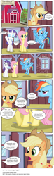 Size: 3391x10948 | Tagged: safe, artist:perfectblue97, derpibooru import, applejack, fluttershy, rainbow dash, rarity, earth pony, pegasus, pony, unicorn, comic:without magic, absurd resolution, apple, apple tree, barn, comic, food, movie reference, sweet apple acres, terminator 2, tree