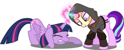 Size: 6199x2500 | Tagged: dead source, safe, artist:xebck, starlight glimmer, twilight sparkle, twilight sparkle (alicorn), alicorn, pony, the cutie map, amon, crossover, female, mare, simple background, the legend of korra, transparent background, vector