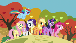 Size: 1920x1080 | Tagged: safe, derpibooru import, screencap, applejack, fluttershy, pinkie pie, rainbow dash, rarity, twilight sparkle, twilight sparkle (alicorn), alicorn, earth pony, pegasus, pony, unicorn, all bottled up, autumn, best friends until the end of time, mane six