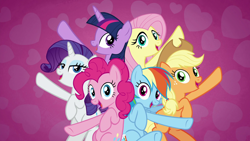 Size: 1920x1080 | Tagged: safe, derpibooru import, screencap, applejack, fluttershy, pinkie pie, rainbow dash, rarity, twilight sparkle, twilight sparkle (alicorn), alicorn, earth pony, pegasus, pony, unicorn, all bottled up, best friends until the end of time, bipedal, mane six, underhoof