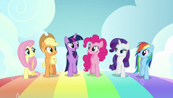 Size: 1920x1080 | Tagged: safe, derpibooru import, screencap, applejack, fluttershy, pinkie pie, rainbow dash, rarity, twilight sparkle, twilight sparkle (alicorn), alicorn, earth pony, pegasus, pony, unicorn, all bottled up, best friends until the end of time, mane six, rainbow