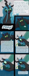 Size: 1149x3021 | Tagged: safe, artist:oblivionwings, queen chrysalis, oc, oc:mimicry, changeling, changeling queen, hybrid, nymph, boop, comic, cute, foal, interspecies offspring, mommy chrissy, noseboop, offspring, parent:queen chrysalis, parent:shining armor, parents:shining chrysalis