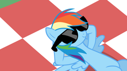 Size: 7680x4320 | Tagged: source needed, safe, artist:10 minute, derpibooru import, rainbow dash, pegasus, pony, lesson zero, absurd resolution, cute, dashabetes, female, solo, sunglasses, vector, wallpaper