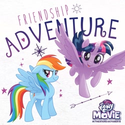 Size: 1200x1200 | Tagged: safe, derpibooru import, rainbow dash, twilight sparkle, twilight sparkle (alicorn), alicorn, pegasus, pony, my little pony: the movie, floppy ears, friendship adventure, my little pony logo, official