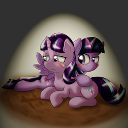 Size: 4000x4000 | Tagged: safe, artist:ushiro no kukan, starlight glimmer, twilight sparkle, twilight sparkle (alicorn), alicorn, pony, the cutie map, female, forgiveness, hilarious in hindsight, mare, sad, sad face, sadlight glimmer