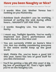 Size: 743x947 | Tagged: safe, derpibooru import, applejack, fluttershy, pinkie pie, rainbow dash, rarity, spike, twilight sparkle, barely pony related, christmas, list, mane seven, mane six, naughty, naughty or nice, nice, text, text only