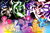 Size: 3543x2362 | Tagged: safe, artist:alskylark, applejack, discord, fluttershy, king sombra, lord tirek, nightmare moon, pinkie pie, queen chrysalis, rainbow dash, rarity, starlight glimmer, twilight sparkle, twilight sparkle (alicorn), alicorn, changeling, changeling queen, earth pony, pegasus, pony, unicorn, antagonist, antagonists six, female, mane six, mare