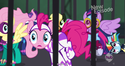 Size: 1152x608 | Tagged: safe, derpibooru import, screencap, applejack, fili-second, fluttershy, masked matter-horn, mistress marevelous, pinkie pie, radiance, rainbow dash, rarity, saddle rager, twilight sparkle, twilight sparkle (alicorn), zapp, alicorn, earth pony, pegasus, pony, unicorn, power ponies (episode), female, mane six, mare, meme, power ponies, youtube caption