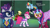 Size: 856x487 | Tagged: safe, derpibooru import, applejack, fili-second, masked matter-horn, mistress marevelous, pinkie pie, radiance, rainbow dash, rarity, twilight sparkle, twilight sparkle (alicorn), zapp, alicorn, earth pony, pegasus, pony, unicorn, power ponies (episode), female, hub logo, mare, power ponies