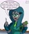 Size: 2000x2400 | Tagged: safe, artist:xain-russell, queen chrysalis, changeling, changeling queen, frog, equestria girls, ask sunset the otaku, dialogue, dissection, offscreen character, scalpel, solo