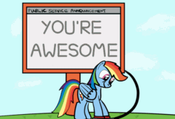 Size: 560x384 | Tagged: safe, artist:hoofclid, derpibooru import, rainbow dash, pegasus, pony, animated, awesome, gif, motivational, neon, neon sign, positive message, positive ponies, public service announcement, sign, solo, switch