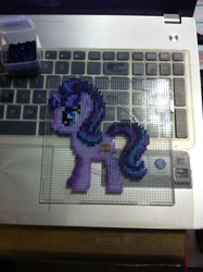 Size: 1000x1339 | Tagged: safe, artist:2ju, starlight glimmer, pony, unicorn, female, horn, mare, perler beads, two toned mane