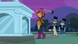 Size: 1920x1080 | Tagged: safe, snails, snips, sunset shimmer, equestria girls, equestria girls (movie), sledgehammer