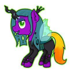 Size: 2500x2500 | Tagged: safe, artist:saturnstar14, queen chrysalis, oc, oc:purple strike, changeling, changeling queen, clothes, cosplay, costume, solo