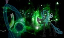 Size: 1001x594 | Tagged: safe, artist:dovahbruh, queen chrysalis, changeling, changeling queen, double, planet, small resolution, space, vector, wallpaper