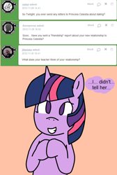 Size: 500x744 | Tagged: safe, derpibooru import, twilight sparkle, ask, ask twijack, female, lesbian, shipping, tumblr, twijack