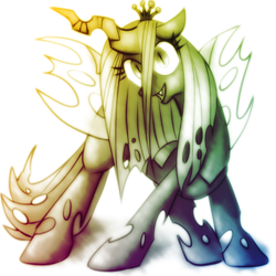 Size: 512x512 | Tagged: safe, artist:remyroez, queen chrysalis, changeling, changeling queen, female, green eyes, horn, solo