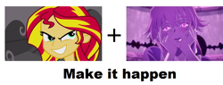 Size: 1056x403 | Tagged: safe, sunset shimmer, equestria girls, exploitable meme, make it happen, meme, mirai nikki, yandere