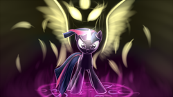 Size: 1920x1080 | Tagged: safe, artist:sokolas, derpibooru import, twilight sparkle, magic, patronus, solo, wallpaper