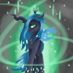 Size: 800x800 | Tagged: safe, artist:slamjam, queen chrysalis, changeling, changeling queen, female, green eyes, horn, solo