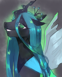 Size: 1000x1248 | Tagged: safe, artist:fyukue, queen chrysalis, changeling, changeling queen, female, solo