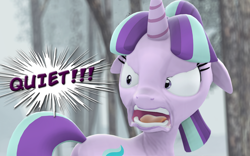 Size: 1680x1050 | Tagged: safe, artist:wallyreloaded, starlight glimmer, pony, unicorn, 3d, gmod, quiet, ragelight glimmer, scene interpretation, solo, yelling