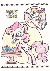 Size: 2212x3136 | Tagged: safe, derpibooru import, pinkie pie, rainbow dash, earth pony, pegasus, pony, colored, coloring book, cupcake