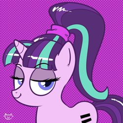 Size: 800x800 | Tagged: safe, artist:catfood-mcfly, starlight glimmer, pony, unicorn, alternate hairstyle, ponytail, solo