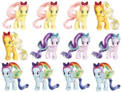 Size: 752x564 | Tagged: safe, applejack, fluttershy, rainbow dash, starlight glimmer, earth pony, pegasus, pony, brushable, official, toy