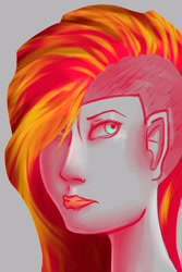 Size: 2000x3000 | Tagged: safe, artist:checkerboardazn, sunset shimmer, human, female, humanized, solo, undercut