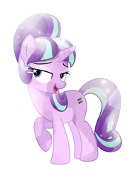 Size: 5000x6590 | Tagged: safe, artist:meteor-spark, starlight glimmer, crystal pony, pony, unicorn, absurd resolution, bedroom eyes, crystallized, equal cutie mark, female, mare, raised hoof, solo