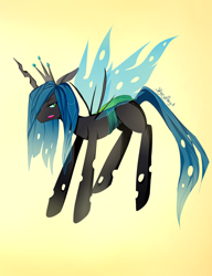 Size: 1000x1300 | Tagged: safe, artist:skyeypony, queen chrysalis, changeling, changeling queen, female, green eyes, horn, solo