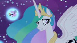 Size: 1920x1080 | Tagged: safe, derpibooru import, screencap, princess celestia, rainbow dash, twilight sparkle, twilight sparkle (alicorn), alicorn, pegasus, pony, a royal problem, dream bubble