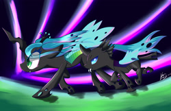 Size: 2975x1925 | Tagged: safe, artist:kawaiipony2, queen chrysalis, changeling, changeling queen, female, horn, running