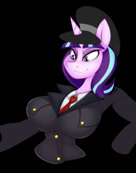 Size: 566x717 | Tagged: safe, artist:lil miss jay, starlight glimmer, anthro, breasts, clothes, explicit source, female, solo, starlight himmler, starlight jiggler, uniform, wip
