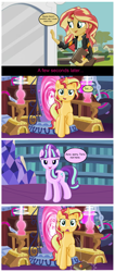 Size: 1415x3352 | Tagged: safe, artist:majkashinoda626, starlight glimmer, sunset shimmer, pony, unicorn, equestria girls, friendship games, the cutie re-mark, spoiler:s05, alternate scenario, bad end, comic, hilarious in hindsight, journey book, magic mirror, mirror, portal, portal machine, s5 starlight, this will end in communism, uh oh