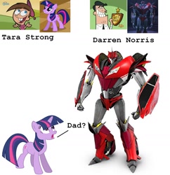 Size: 1366x1410 | Tagged: safe, derpibooru import, twilight sparkle, daran norris, knock out, nickelodeon, nicktoons, tara strong, the fairly oddparents, timmy turner, timmy's dad, transformers, transformers prime, voice actor joke