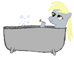 Size: 882x685 | Tagged: safe, derpy hooves, pegasus, pony, bath, bathtub, bean, bubble, claw foot bathtub, fart, farting bubbles, female, mare, solo