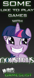 Size: 335x768 | Tagged: safe, derpibooru import, twilight sparkle, games, solo, starry eyes, wingding eyes