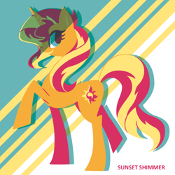 Size: 500x500 | Tagged: safe, artist:yousukou, sunset shimmer, pony, unicorn, solo