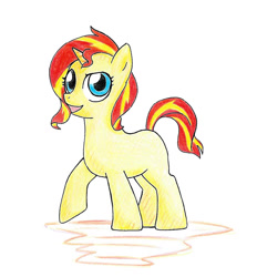 Size: 950x1024 | Tagged: safe, artist:mornincloud, sunset shimmer, pony, filly, filly sunset shimmer, solo, younger