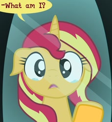 Size: 1280x1396 | Tagged: dead source, safe, artist:dazed-and-wandering, sunset shimmer, pony, unicorn, crying, reflection, solo