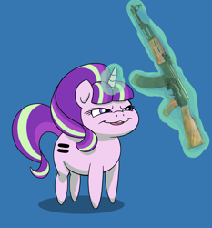 Size: 1200x1286 | Tagged: safe, artist:dr-waveband, edit, starlight glimmer, pony, unicorn, ak, ak-47, assault rifle, gun, rifle, solo, weapon