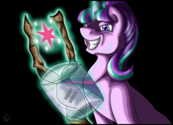 Size: 3640x2640 | Tagged: safe, artist:stormblaze-pegasus, starlight glimmer, pony, unicorn, cutie mark, equal cutie mark, implied twilight sparkle, jar, reflection, s5 starlight, snaplight glimmer, solo, staff, staff of sameness