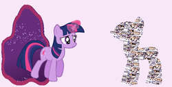 Size: 1058x538 | Tagged: artist needed, safe, artist:cupcakescankill, derpibooru import, twilight sparkle, magic duel, crossover, missingno, pokémon, ponified