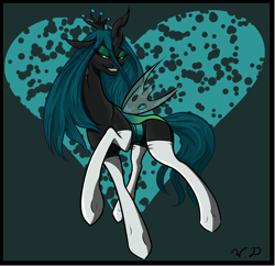 Size: 2112x2048 | Tagged: safe, artist:winterdominus, queen chrysalis, changeling, changeling queen, clothes, heart, socks, solo